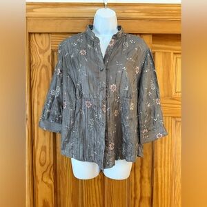 Antilia Femme Charcoal Floral Blouse